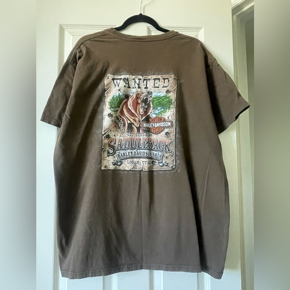 Harley Davidson 2010 Saddleback Skull Graphic T-shirt Short Sleeve Brown 2XL